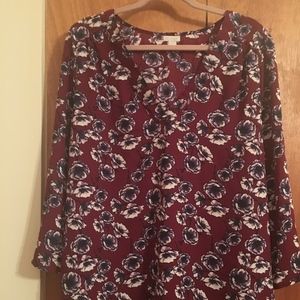 3/4 Length Floral Blouse